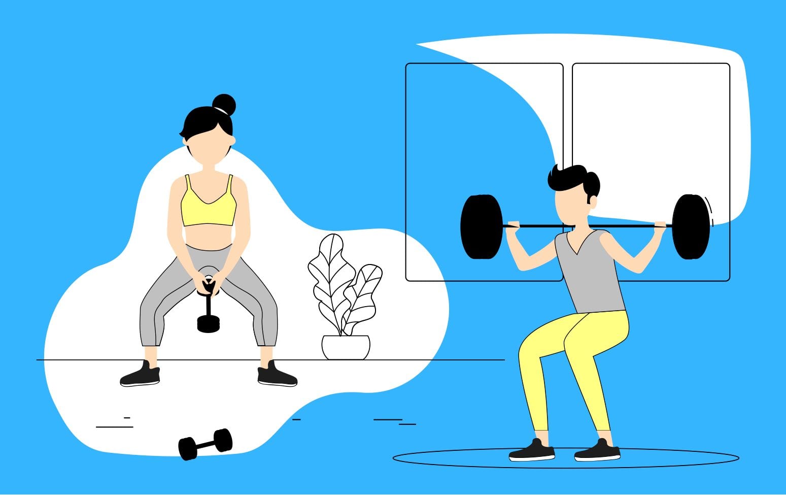 Pareja-entrenando-con-barras-y-mancuernas